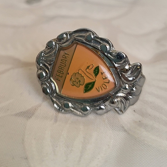 Vintage February Violet Spoon Ring – Silver Tone Floral Adjustable Jewelry - Picture 1 of 5